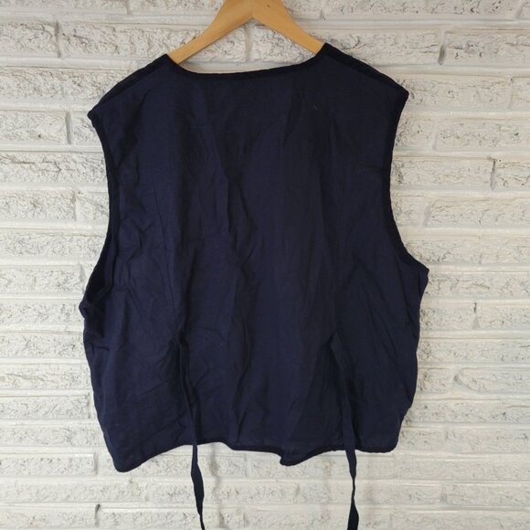 Victoria Jones Womens Vest 3X Plus Blue Embroidered Scarecrow Birdhouse BLU56E - Picture 7 of 9